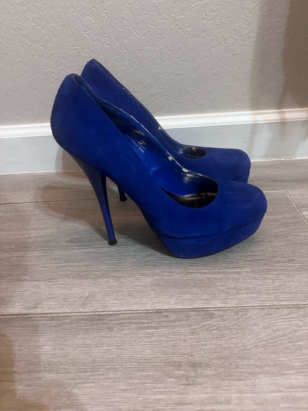 Blue Suede Platform High Heels
